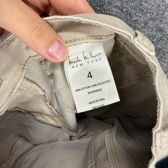 Nicole Miller Pants Women 4 Beige High Rise Bootcut Soho Flat Front Cotton - Picture 8 of 9